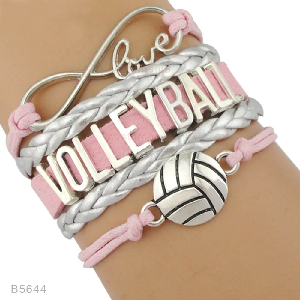 Volleyball Sports Infinity Love Charm Bracelets Royal Handmade Adjustable