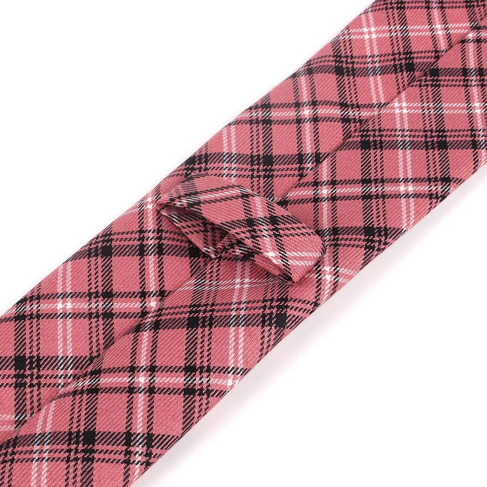 Red Plaid Ties For Men Skinny Men Neck Tie For Wedding Business Casual Check Neckties Classic Suits Slim Neck Ties Gravatas