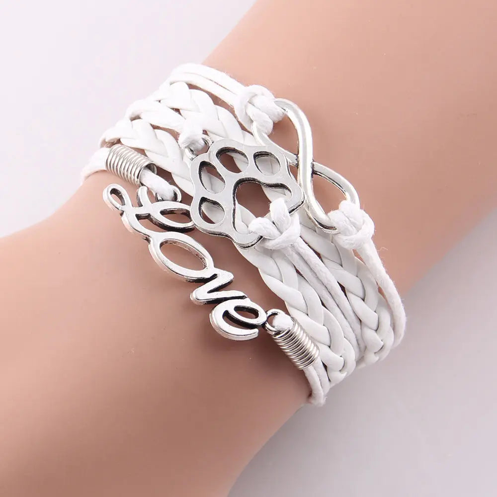 Infinity Love Pet Paw Charm Dog Bracelet