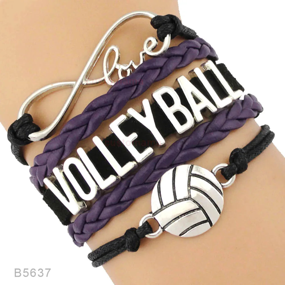 Volleyball Sports Infinity Love Charm Bracelets Royal Handmade Adjustable