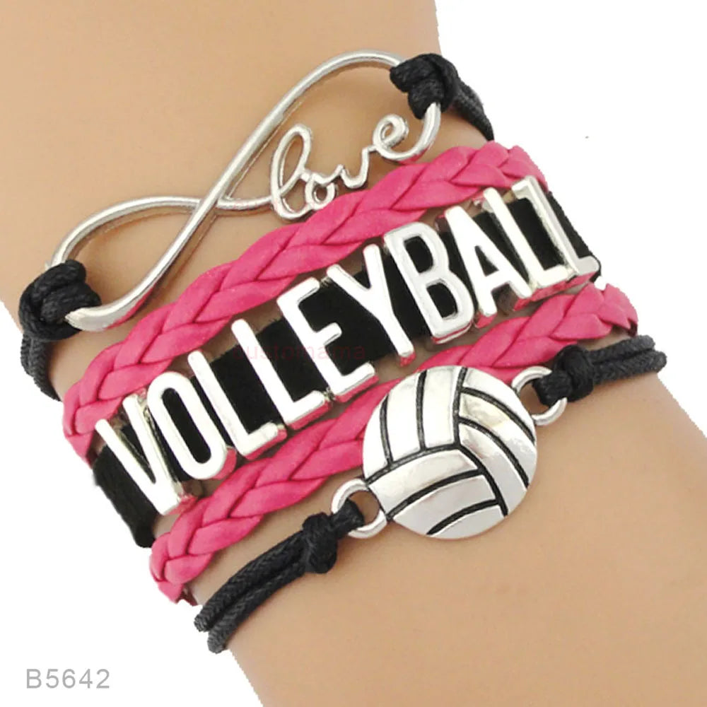 Volleyball Sports Infinity Love Charm Bracelets Royal Handmade Adjustable