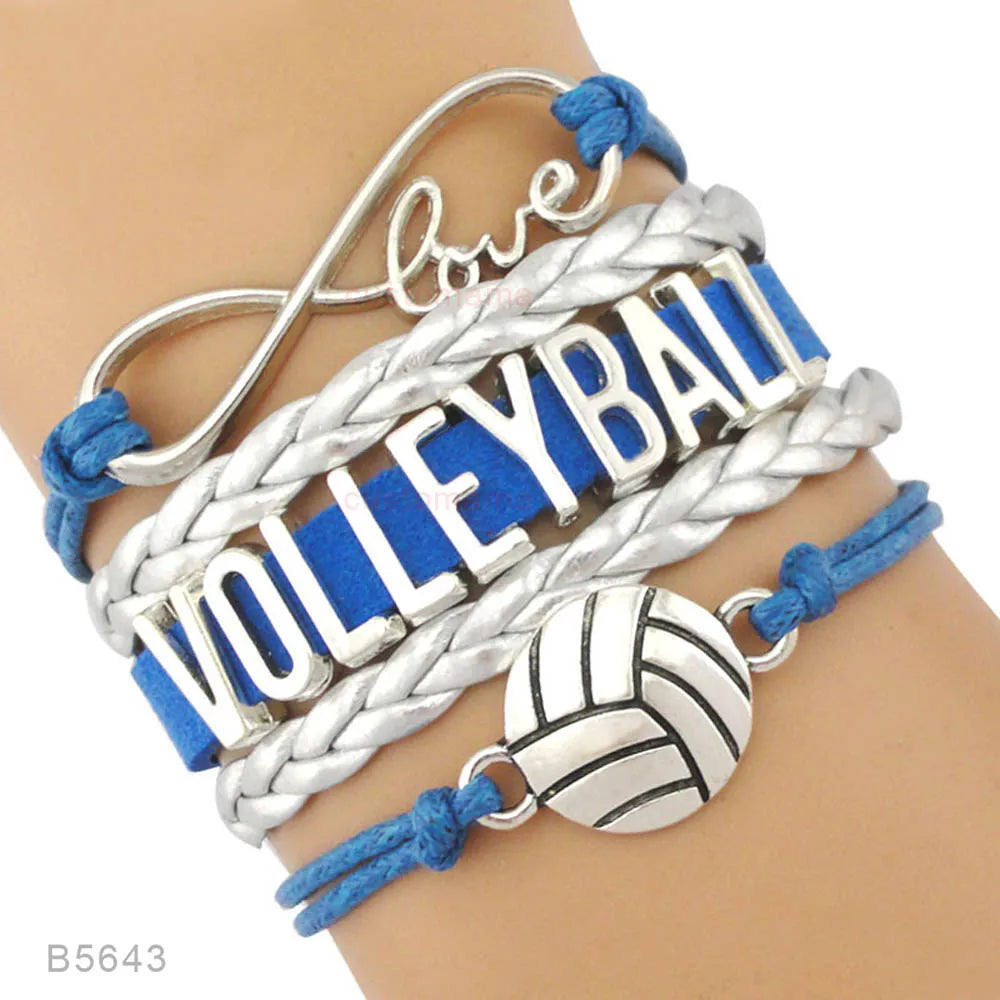 Volleyball Sports Infinity Love Charm Bracelets Royal Handmade Adjustable