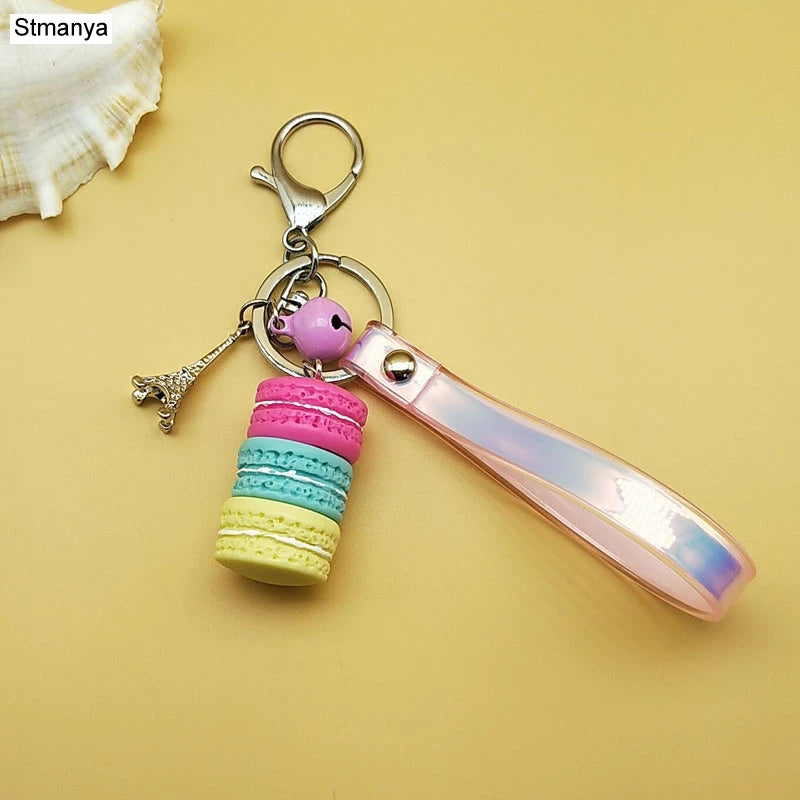 Women Cake Key Chain Fashion Cute French pastries Keychain Bag Charm Car Key Ring Wedding Party gift Jewelry 17278