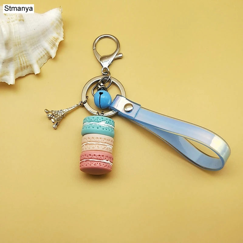 Women Cake Key Chain Fashion Cute French pastries Keychain Bag Charm Car Key Ring Wedding Party gift Jewelry 17278