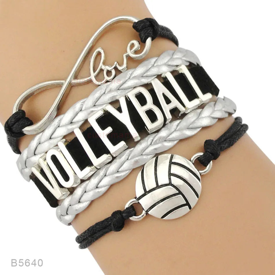 Volleyball Sports Infinity Love Charm Bracelets Royal Handmade Adjustable