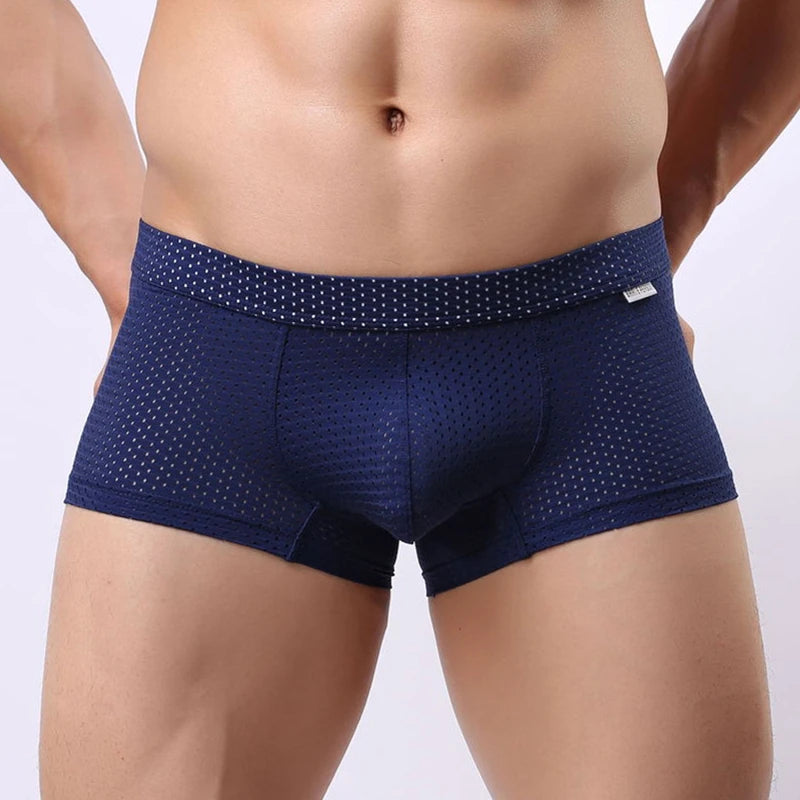 Brave Person Men’s Breathable Boxer Shorts – Cotton/Spandex Mesh Design