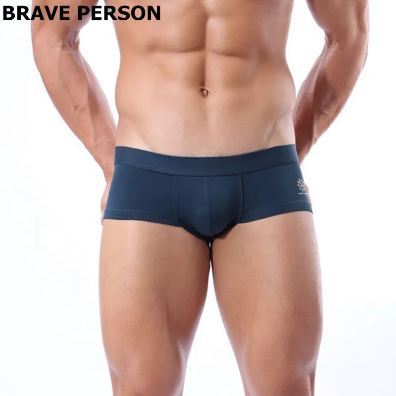 BRAVE PERSON Mens Underwear Boxer Shorts High-quality Low-waist Nylon Underpants Men Boxers Trunks 4 Color Boxer Briefs