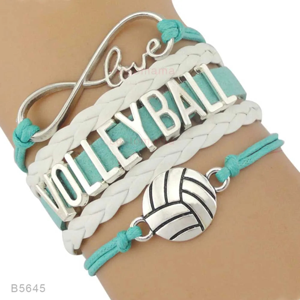 Volleyball Sports Infinity Love Charm Bracelets Royal Handmade Adjustable