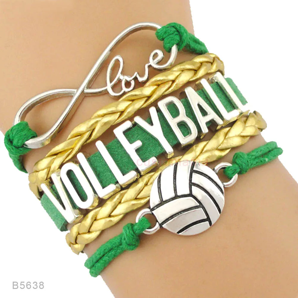 Volleyball Sports Infinity Love Charm Bracelets Royal Handmade Adjustable