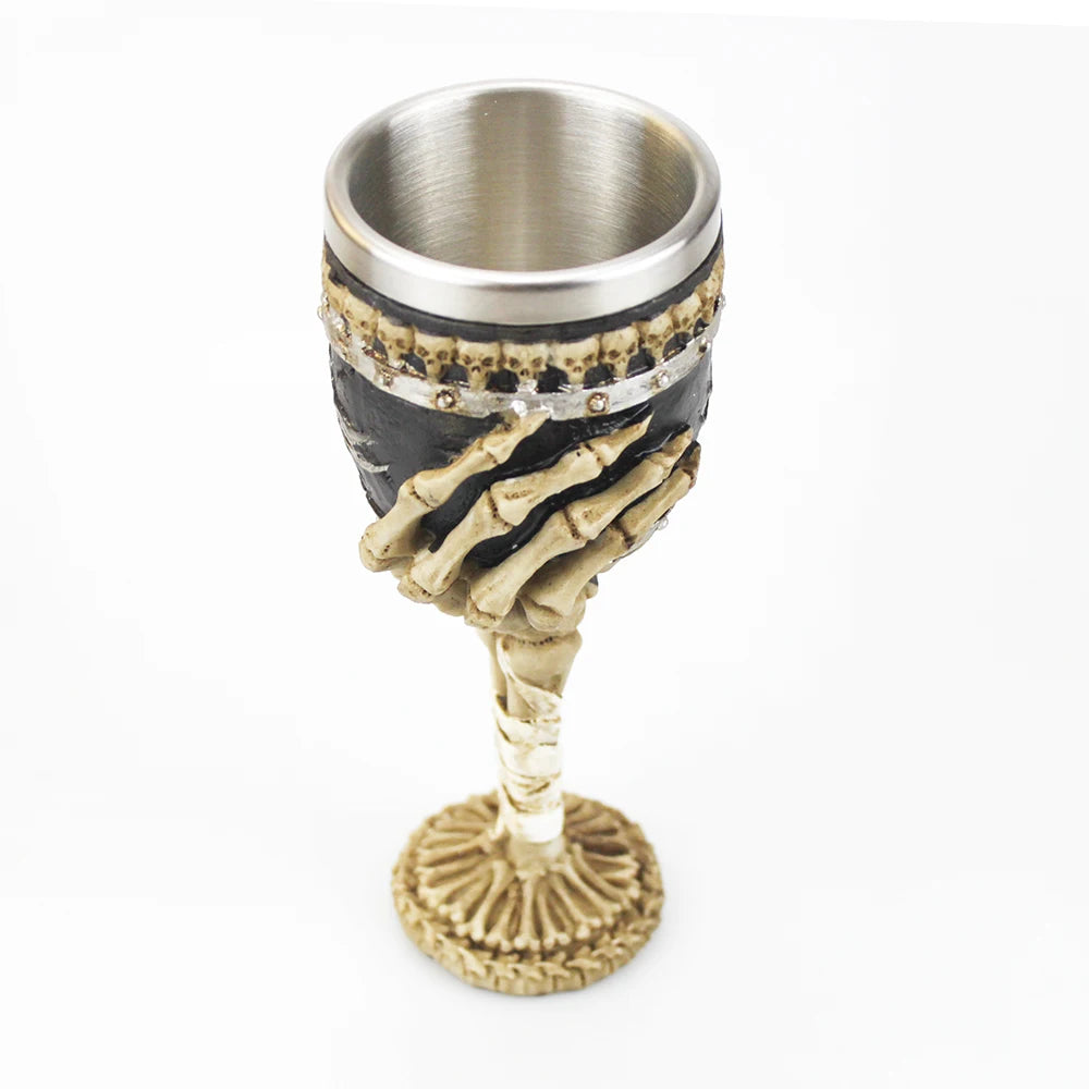 Gothic Wine Goblet Contain Dragon Claw Viking Skeleton Retro Stainless Steel Resin