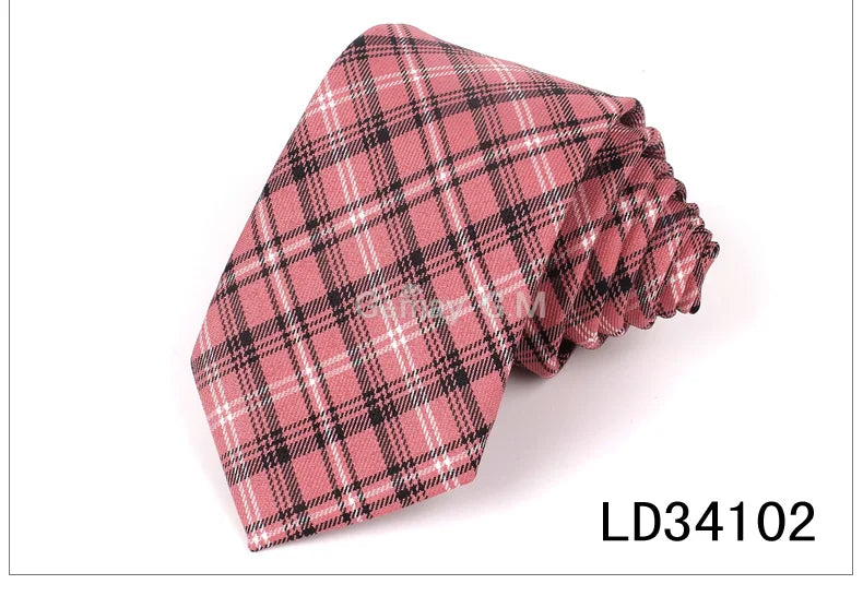Red Plaid Ties For Men Skinny Men Neck Tie For Wedding Business Casual Check Neckties Classic Suits Slim Neck Ties Gravatas