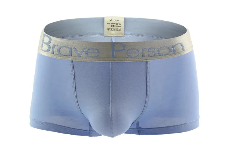 BRAVE PERSON Men's Solid Color Underwear Male Boxer Shorts Cotton Underpants Fashion Sexy Boxers for Men