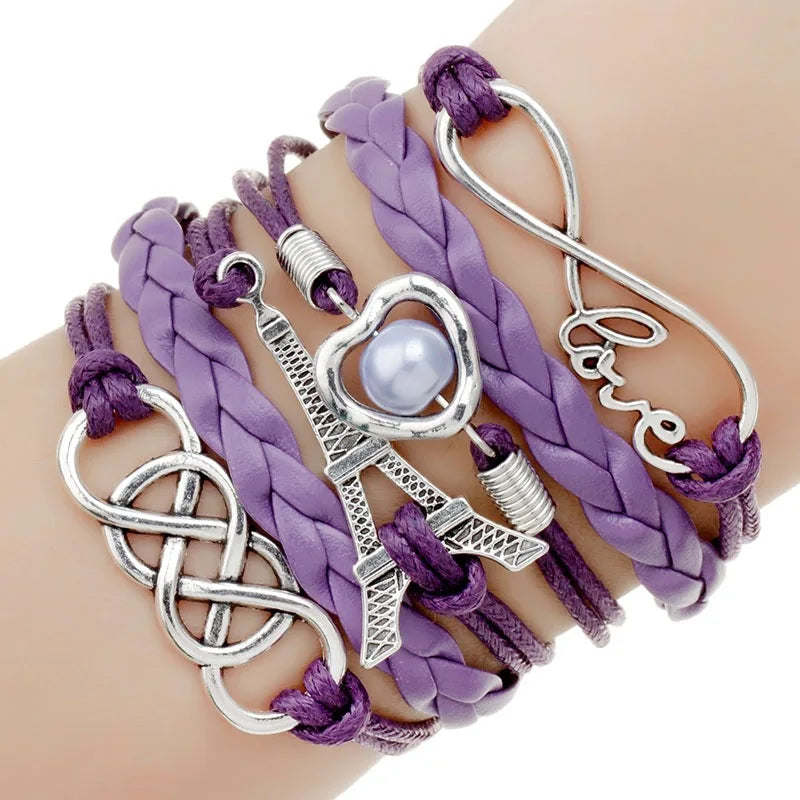 Multilayer Paris Eiffel Tower Love Infinity Knot Bracelet