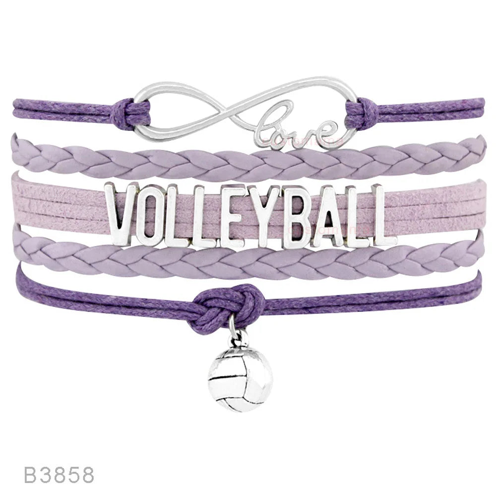 Volleyball Sports Infinity Love Charm Bracelets Royal Handmade Adjustable