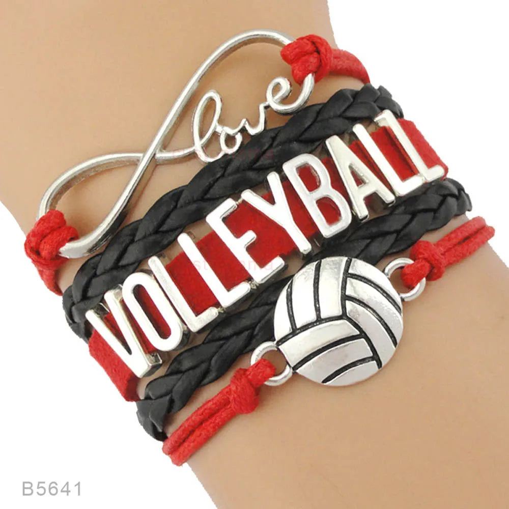 Volleyball Sports Infinity Love Charm Bracelets Royal Handmade Adjustable