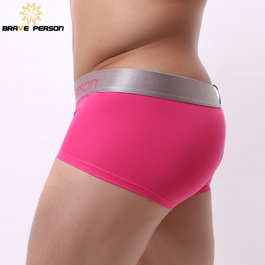 BRAVE PERSON Men's Solid Color Underwear Male Boxer Shorts Cotton Underpants Fashion Sexy Boxers for Men