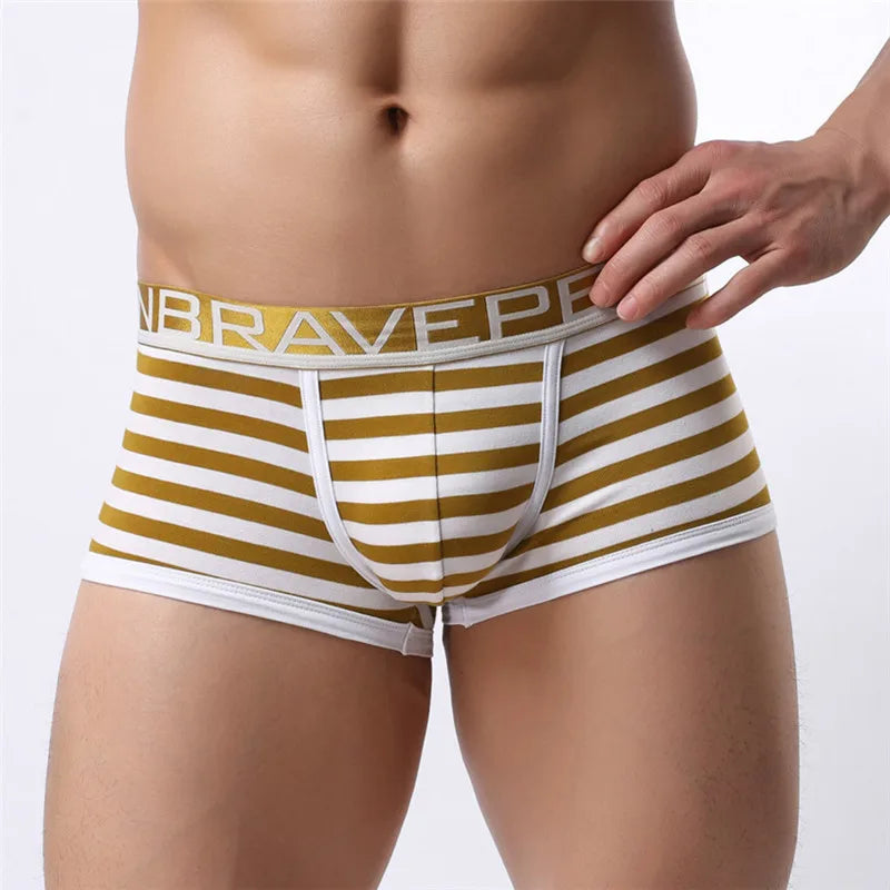 BRAVE PERSON Male Panties Men Underwear Boxers Cotton Underwear Sexy Striped Man Boxer Shorts Underpants B1155