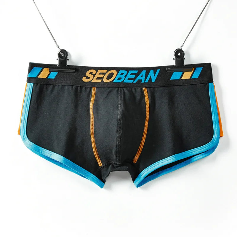SEOBEAN Shorts Men Underwear Boxers Breathable Cotton Boxer Shorts U convex Design Fashion Male Panties Underpants Homewear
