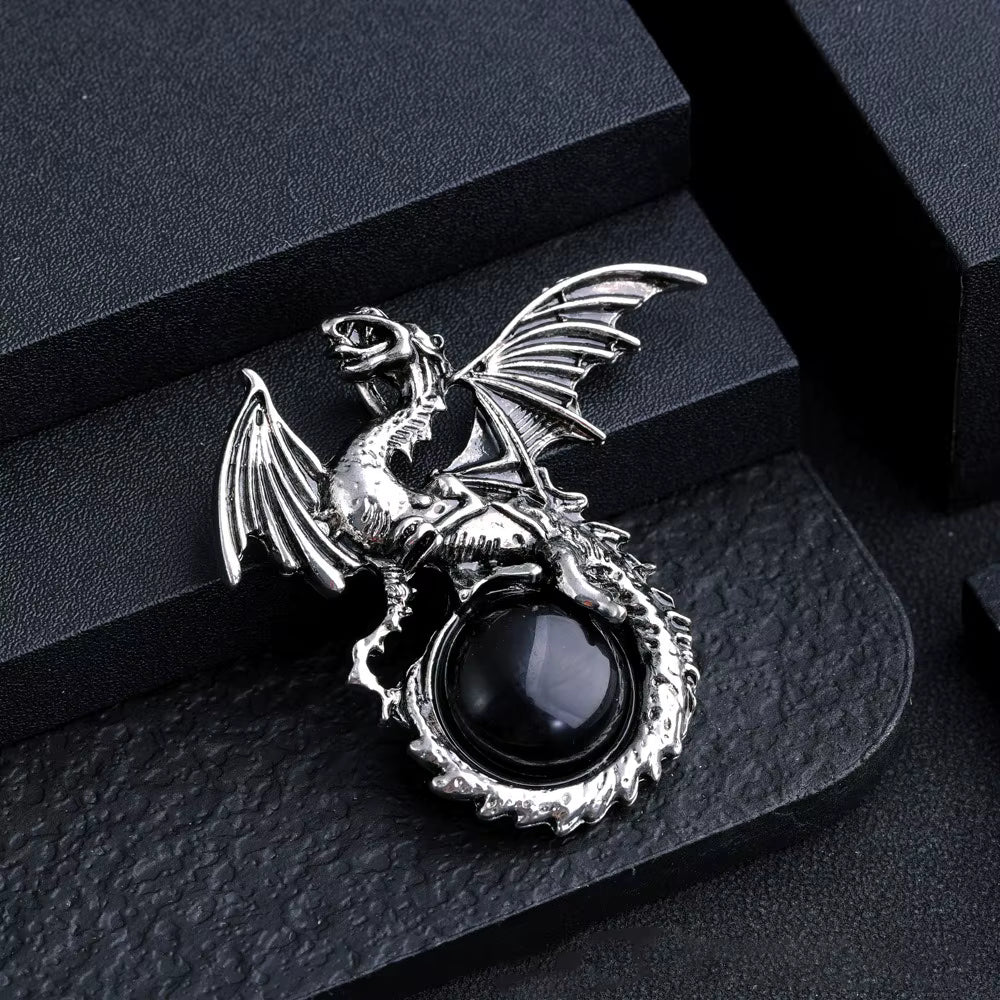 Obsidian Dragon 18 Inch Cord Necklace