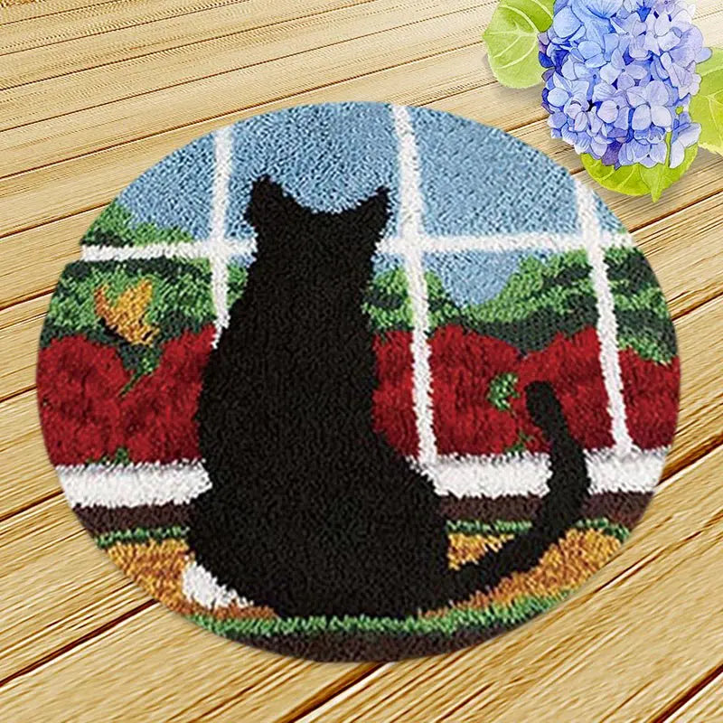 New Decorative Flower Carpet Crocheting Kit DIY Cushion Carpet Flower Latch Hook Rug Kit Needlework Crocheting Embroidery