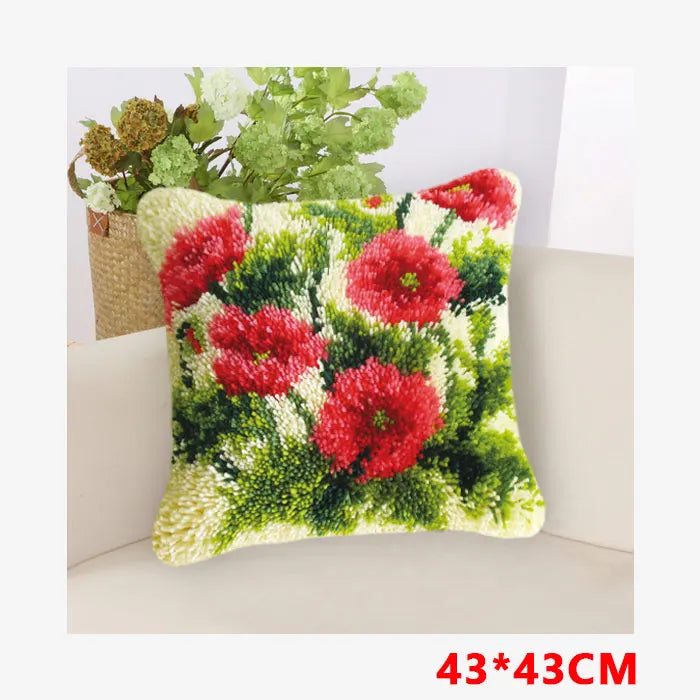 Flower Latch Hook Kit Cute Knooppakket Kussen Knopen Pillow Button Smyrna Knooppakket Needlework Button Packagek Linkhaak Kussen