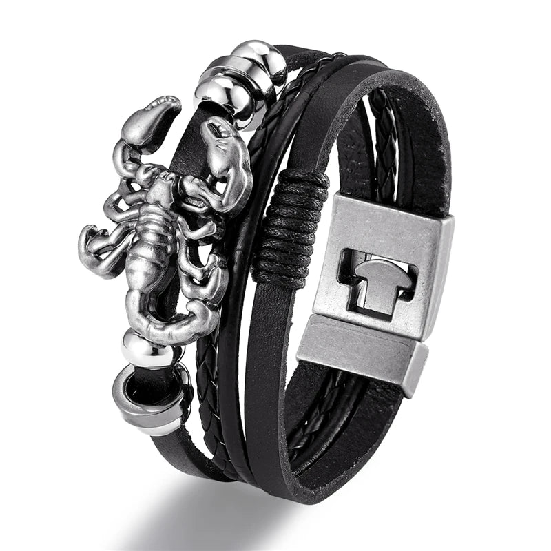YIZIZAI Fashion Bracelete Genuine Leather Multilayer Anchor Bracelet Men Vintage Punk Rock Women Alloy Beads Nautical Jewelry