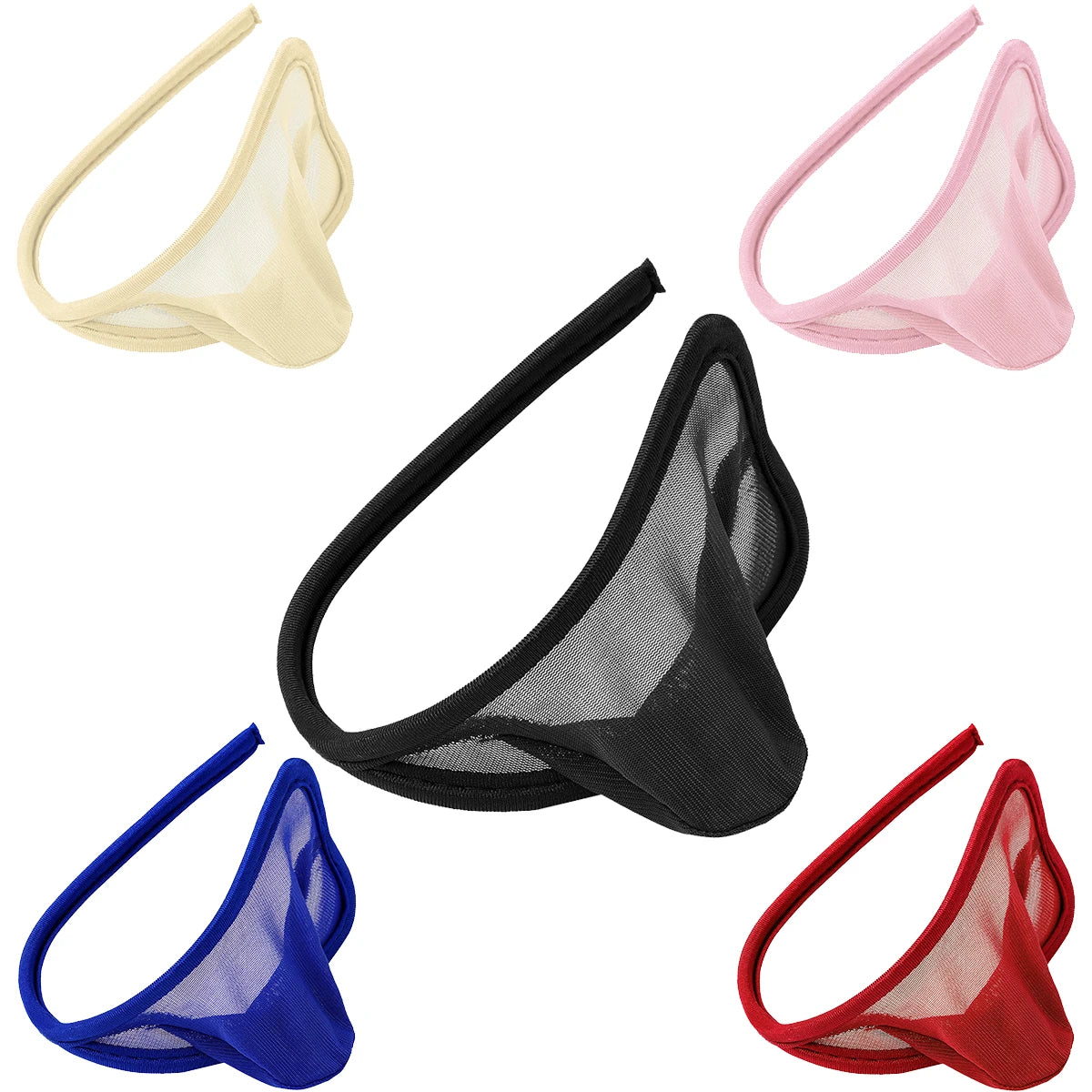 C String Sexy Men's Transparent Open Net C-string Sheer Mesh Thong Mini Jockstrap Gay Underwear Pocket Penis Short Underwear