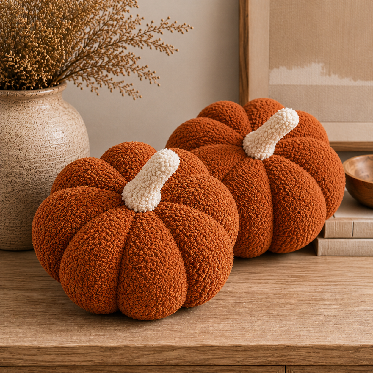 11” Jumbo Sherpa Orange Pumpkin Pillow