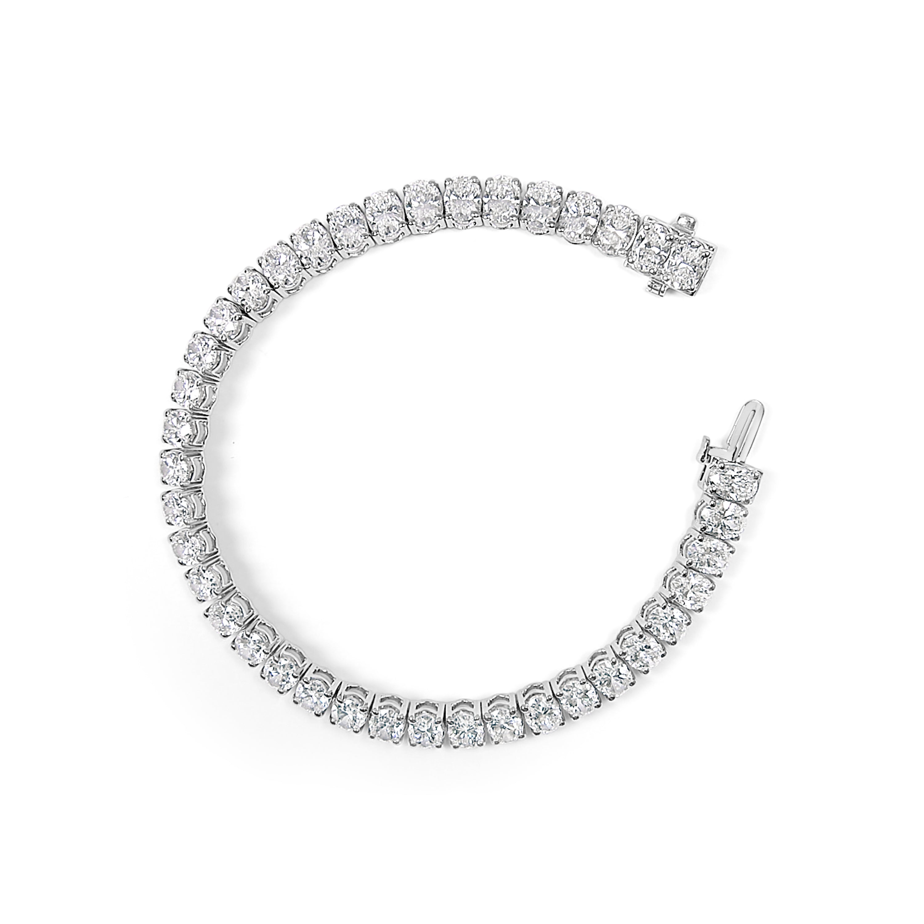 IGI Certified 14K White Gold 15.0 Cttw Oval Cut Lab Grown Diamond Tennis Bracelet