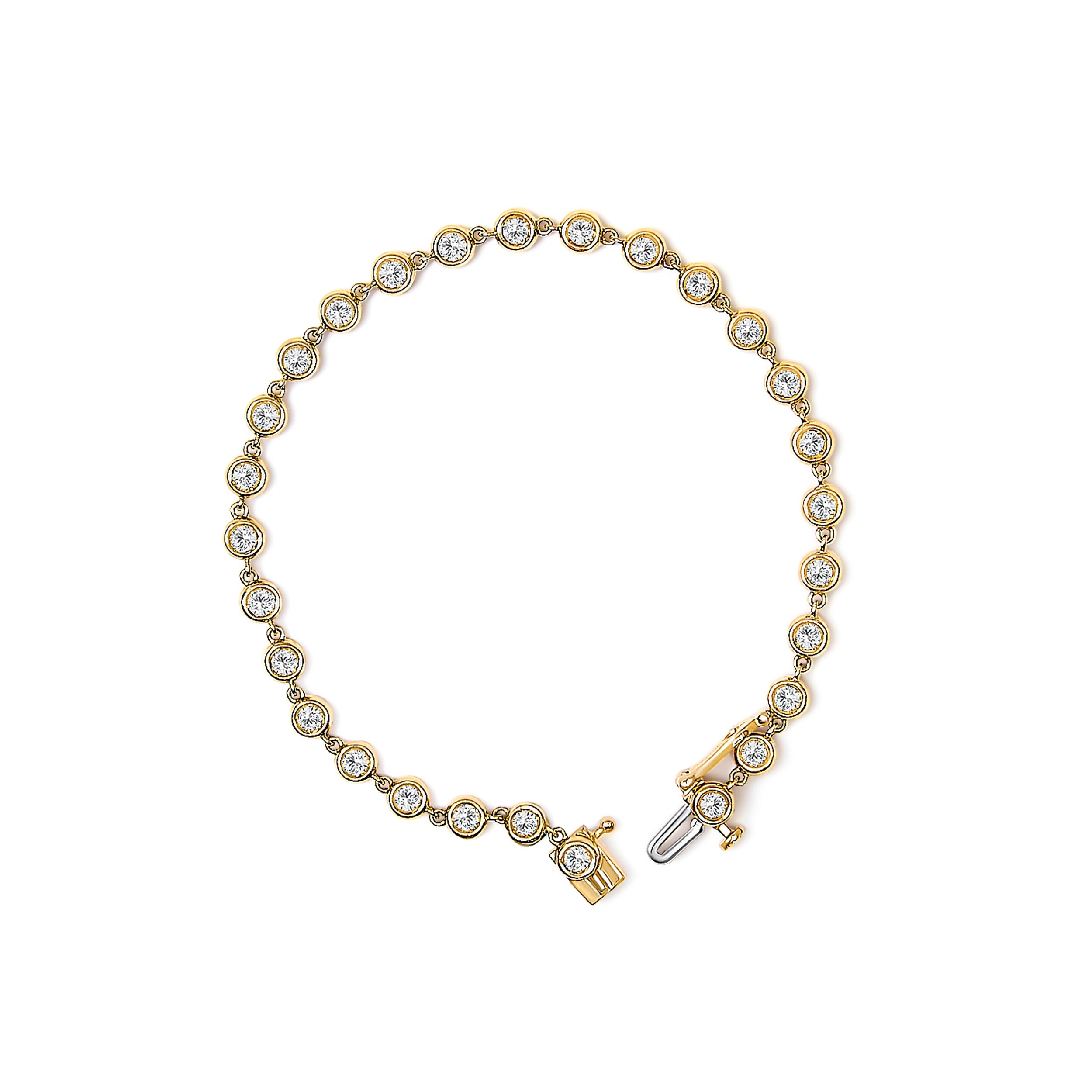 10K Yellow Gold 1 1/2 Cttw Lab Grown Diamond Bezel Link Bracelet