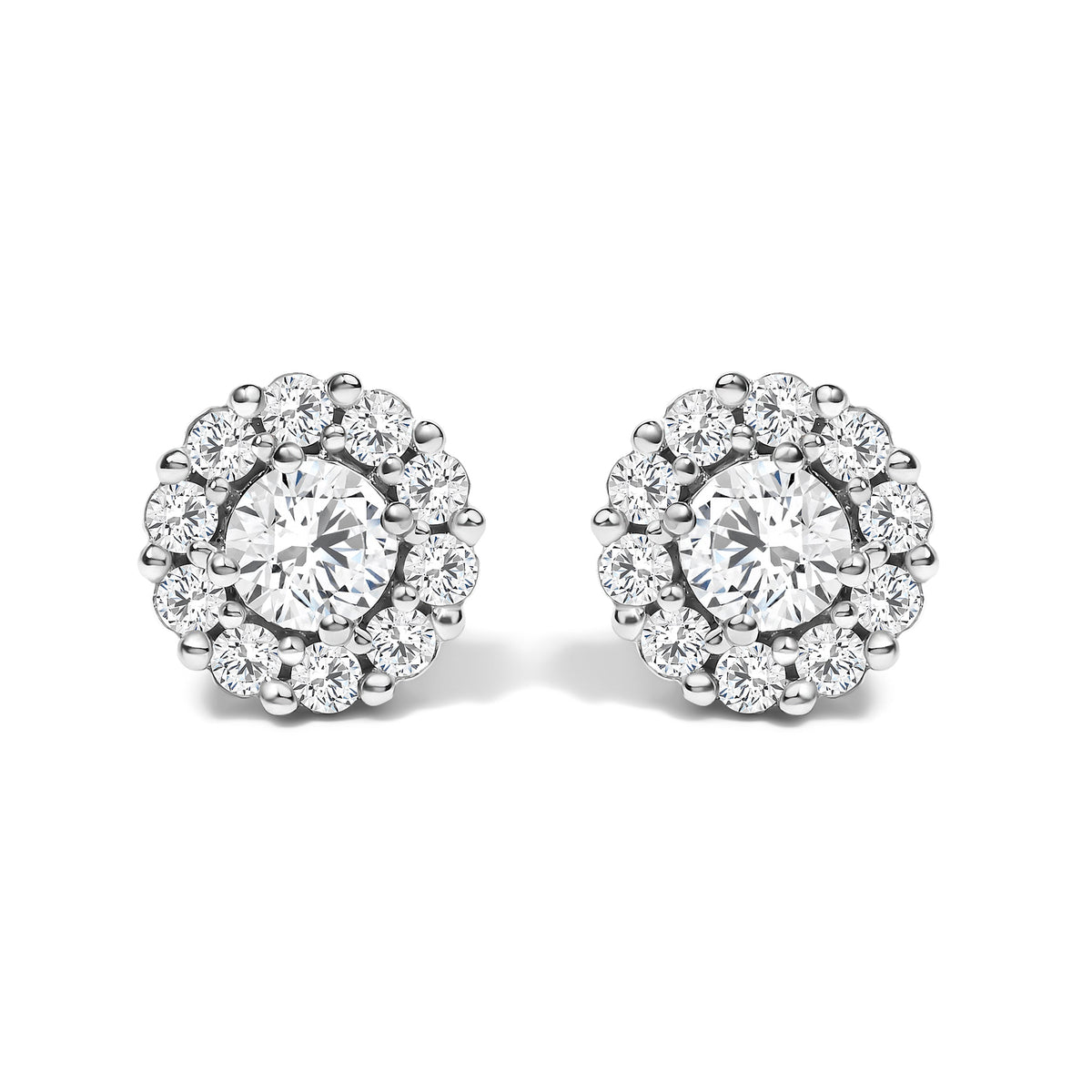 10K White Gold 3.0 Cttw Lab Grown Diamond Halo Stud Earrings