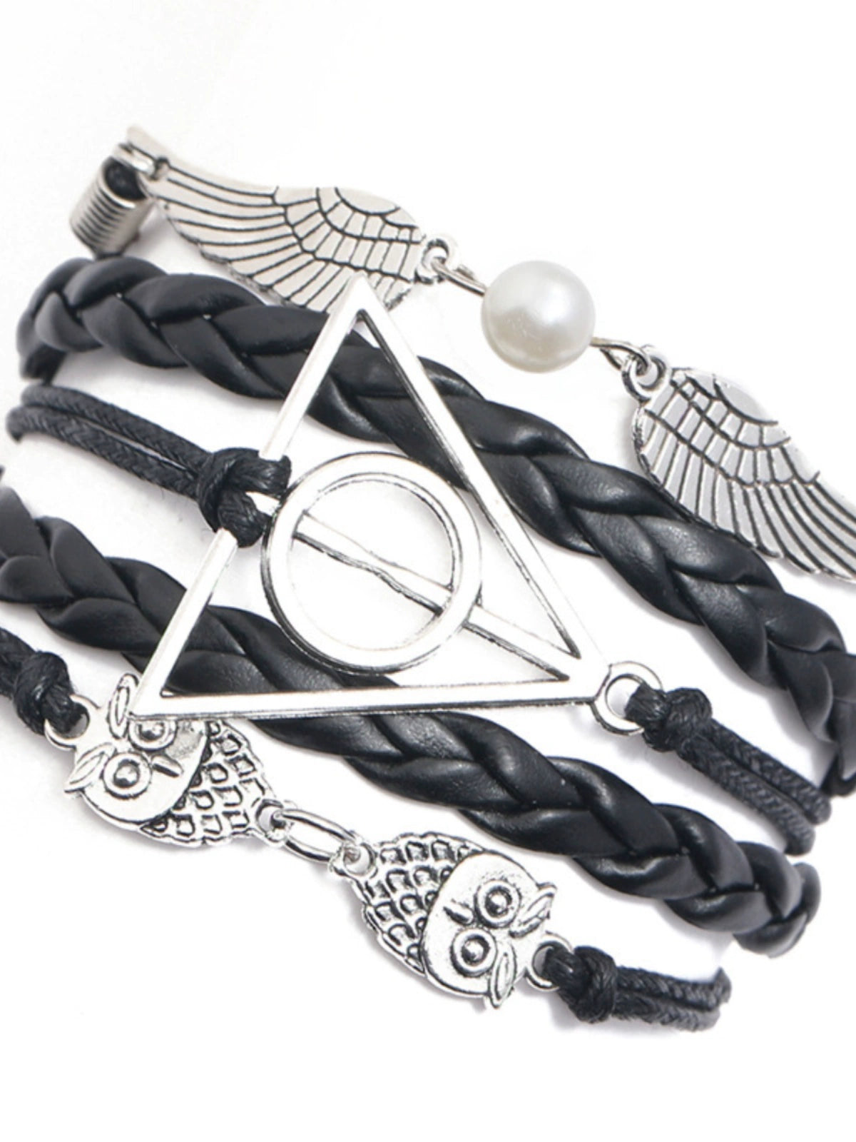 Fashion Harry Potter Deathly Hallows Leather Cord Bracelet