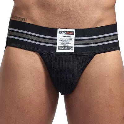 Jockmail Men’s Cotton Blend Breathable Jockstrap – Plaid Waistband, U-Convex Pouch Support