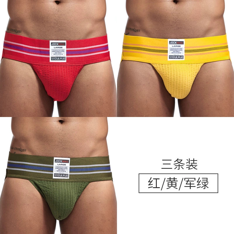 Jockmail Men’s Cotton Blend Breathable Jockstrap – Plaid Waistband, U-Convex Pouch Support