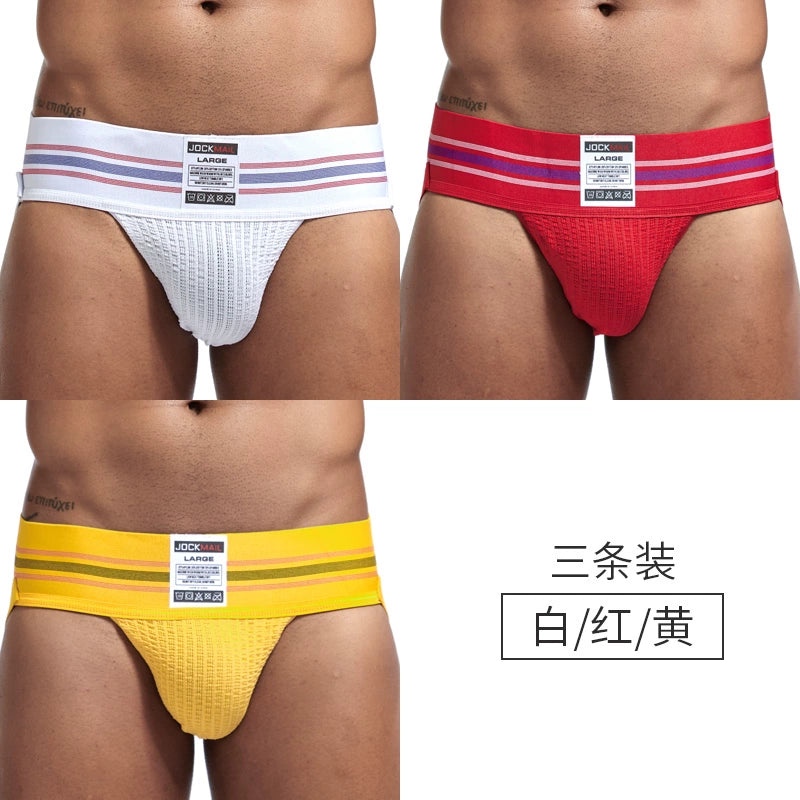 Jockmail Men’s Cotton Blend Breathable Jockstrap – Plaid Waistband, U-Convex Pouch Support