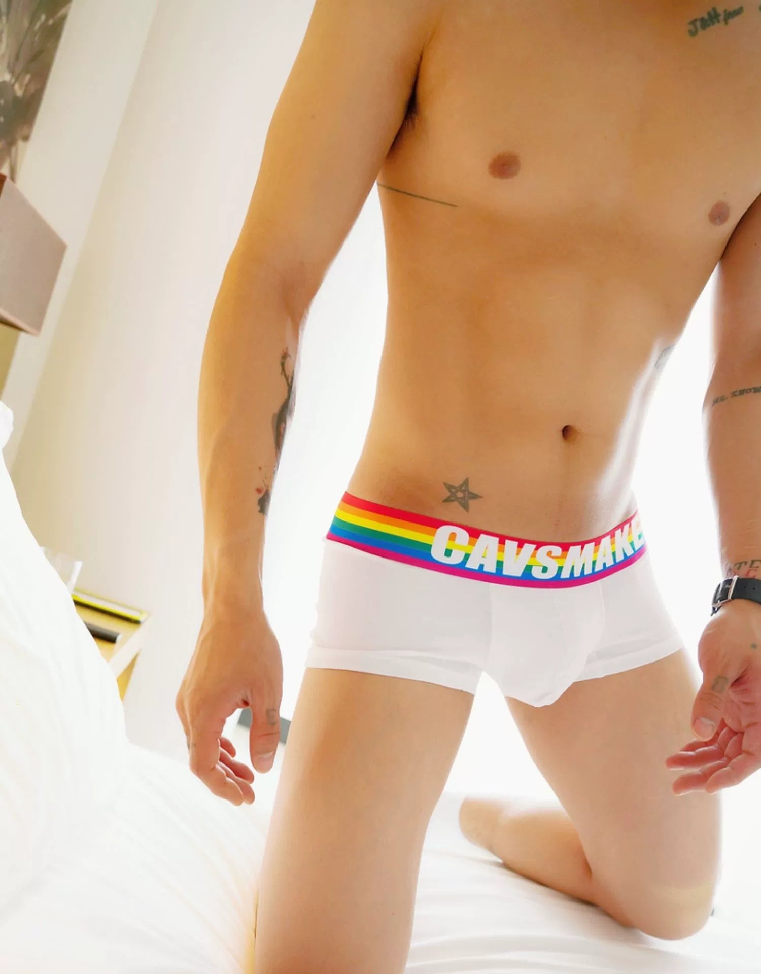 Sexy Comfortable Rainbow Black and White Boxer Men's Underwear