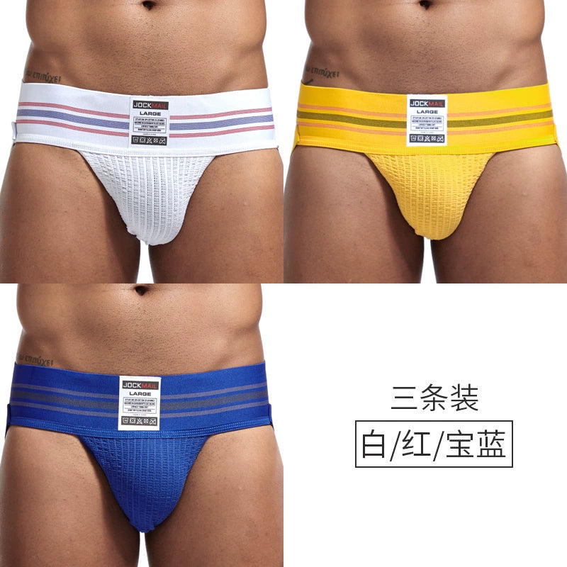 Jockmail Men’s Cotton Blend Breathable Jockstrap – Plaid Waistband, U-Convex Pouch Support