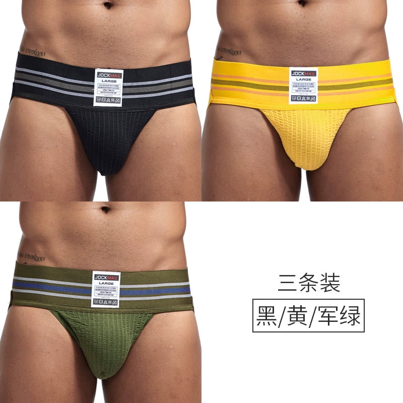 Jockmail Men’s Cotton Blend Breathable Jockstrap – Plaid Waistband, U-Convex Pouch Support