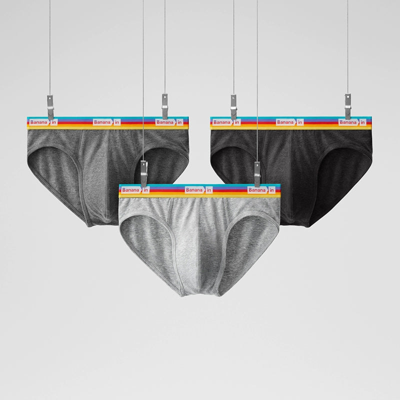 Banana Men’s Silver Briefs – Cotton Blend with Antibacterial Pouch Support