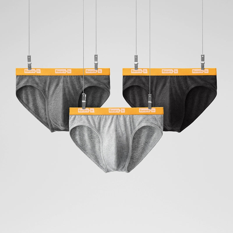 Banana Men’s Silver Briefs – Cotton Blend with Antibacterial Pouch Support