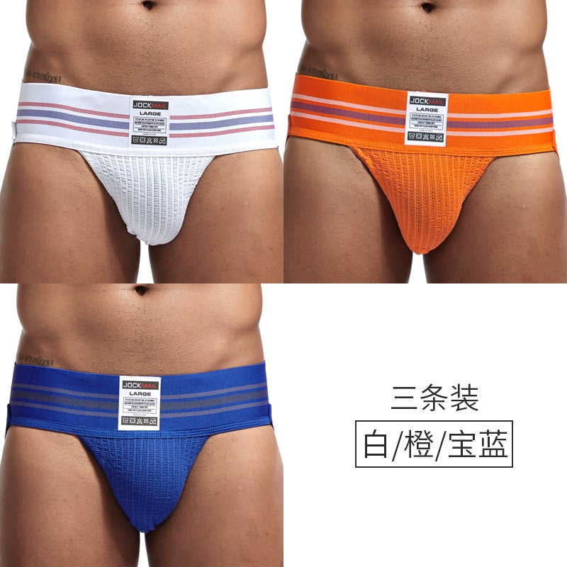 Jockmail Men’s Cotton Blend Breathable Jockstrap – Plaid Waistband, U-Convex Pouch Support