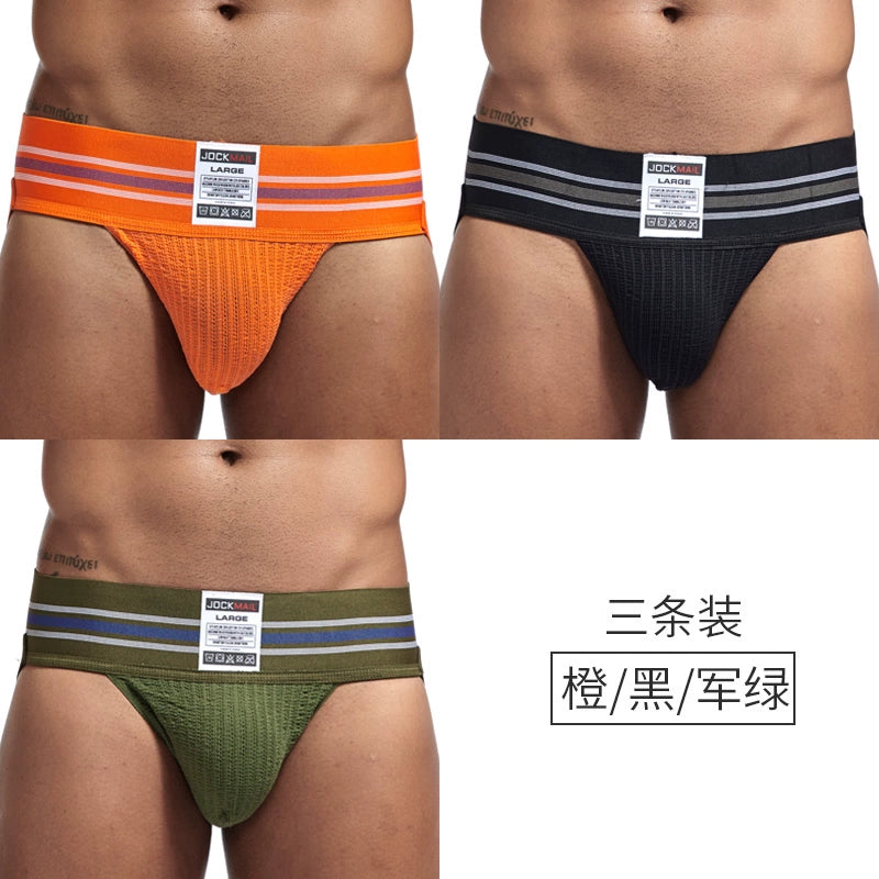 Jockmail Men’s Cotton Blend Breathable Jockstrap – Plaid Waistband, U-Convex Pouch Support