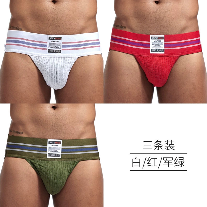 Jockmail Men’s Cotton Blend Breathable Jockstrap – Plaid Waistband, U-Convex Pouch Support