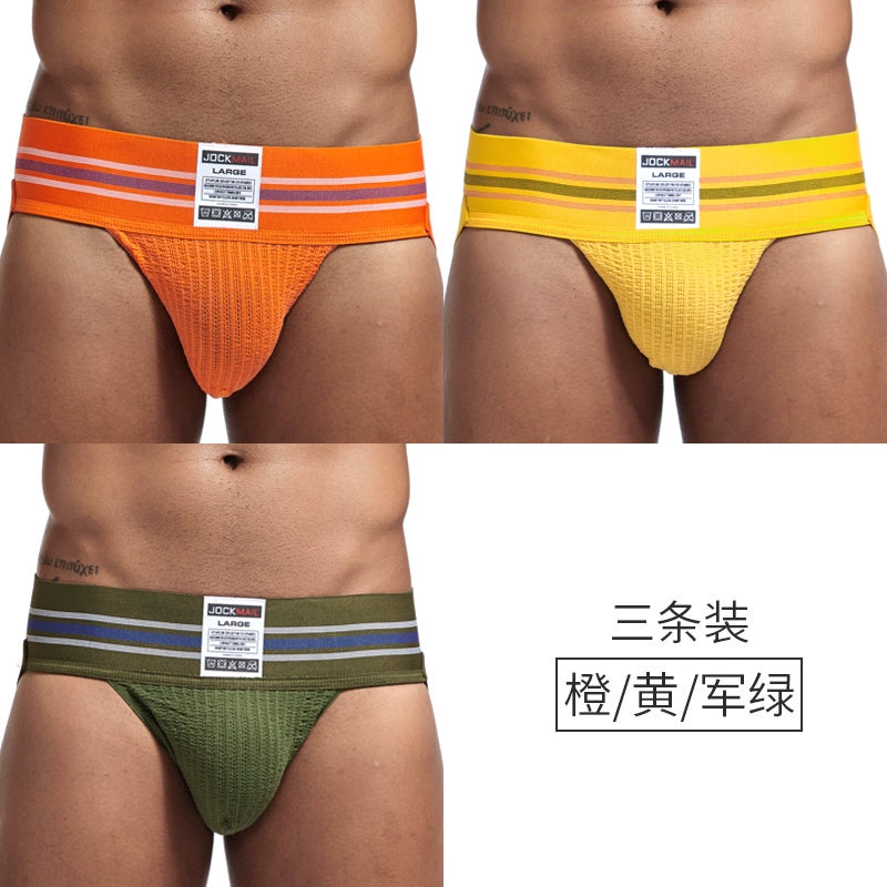 Jockmail Men’s Cotton Blend Breathable Jockstrap – Plaid Waistband, U-Convex Pouch Support