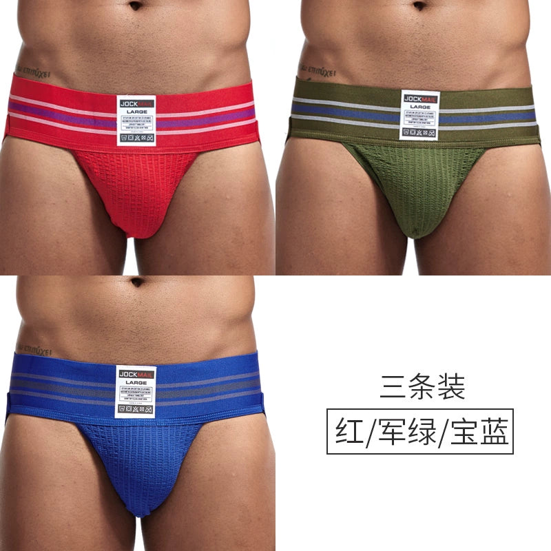 Jockmail Men’s Cotton Blend Breathable Jockstrap – Plaid Waistband, U-Convex Pouch Support