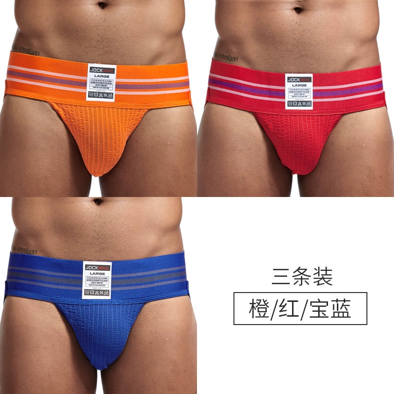 Jockmail Men’s Cotton Blend Breathable Jockstrap – Plaid Waistband, U-Convex Pouch Support