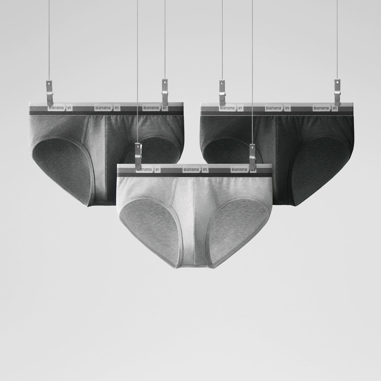 Banana Men’s Silver Briefs – Cotton Blend with Antibacterial Pouch Support