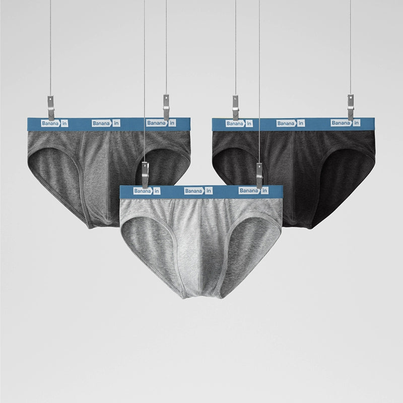 Banana Men’s Silver Briefs – Cotton Blend with Antibacterial Pouch Support