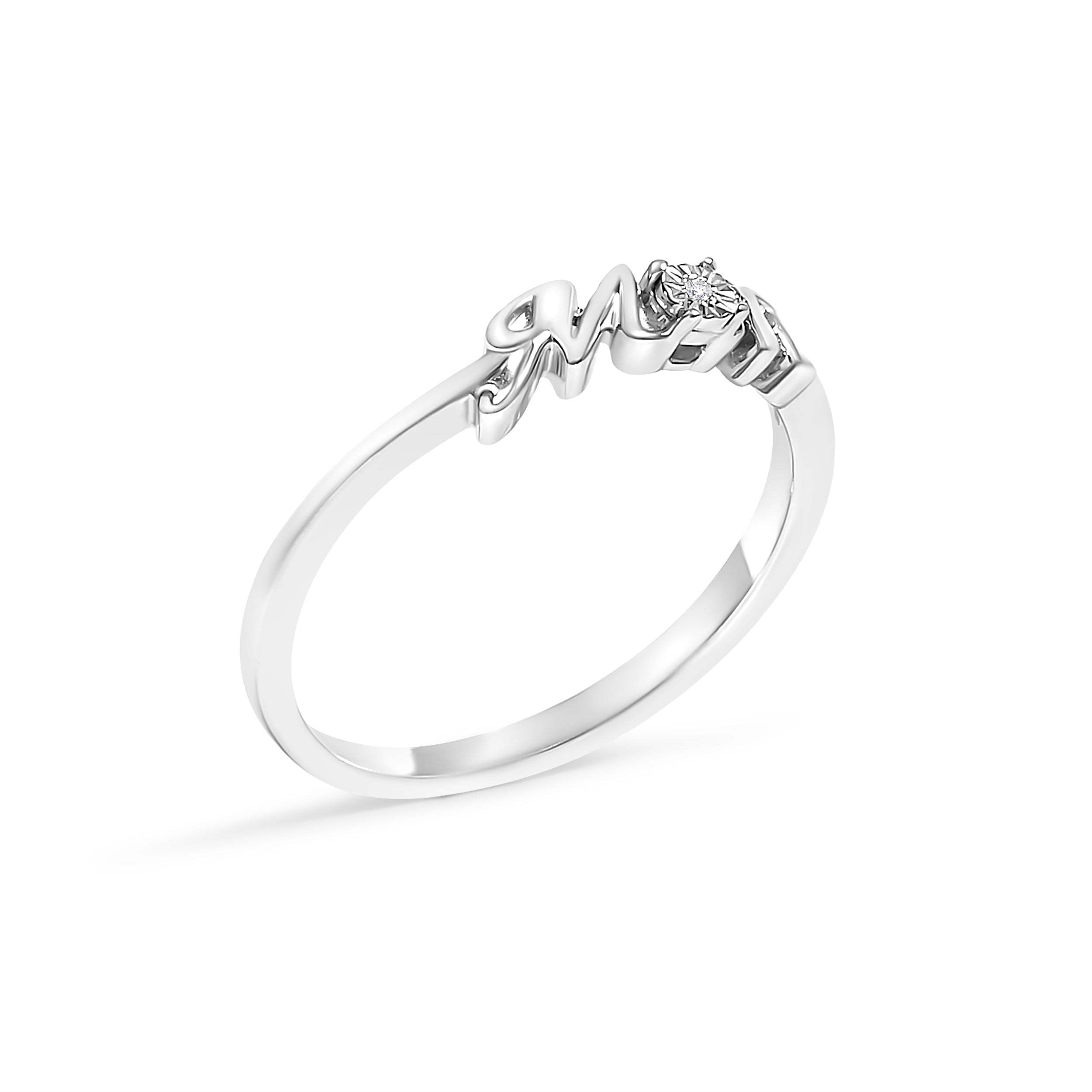 .925 Sterling Silver Diamond Accent "MOM" Ring (J-K Color, I2-I3 Clarity) - Ring Size 7