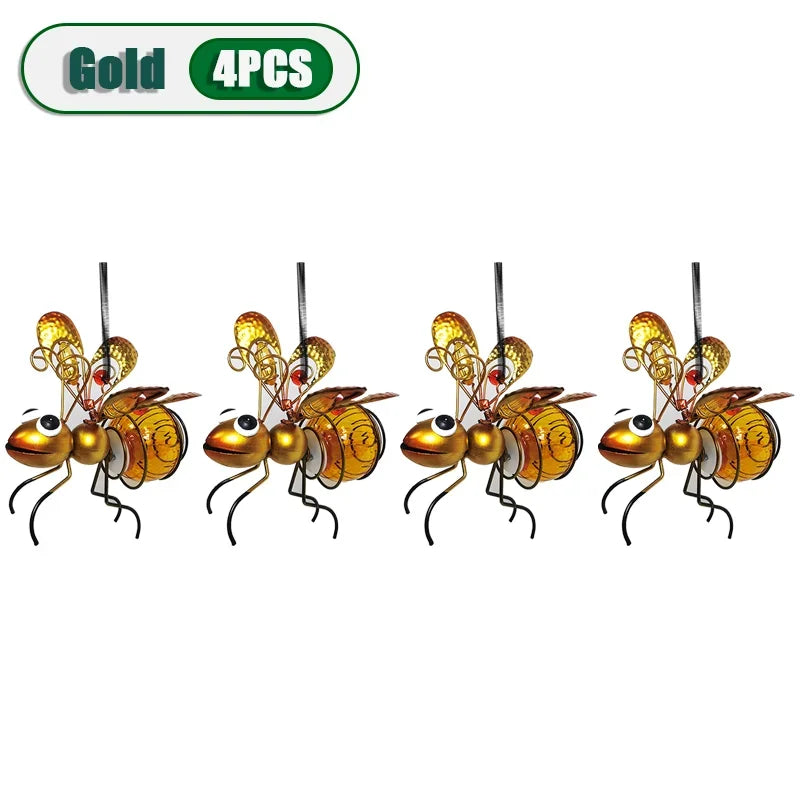5PCS Solar-Powered Hanging Metal Ladybug Light Garden Decor Lady Sculpture with Bouncy Springs Summer Outdoor Art Decorations